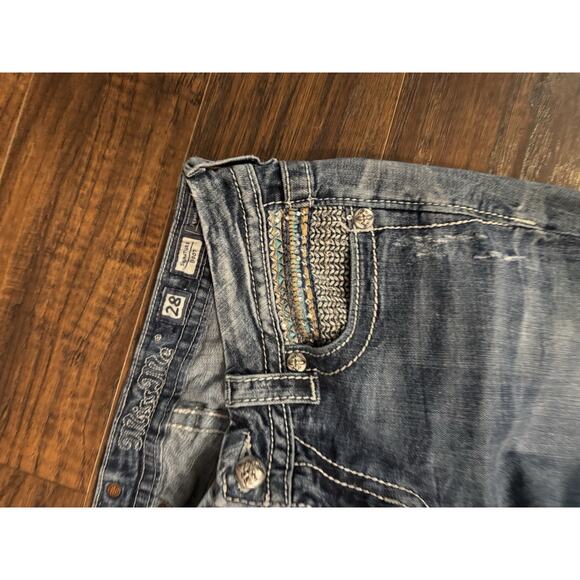 Miss Me Jeans Womens 28x33 Blue Signature Boot Bootcut Embellished - Picture 8 of 11